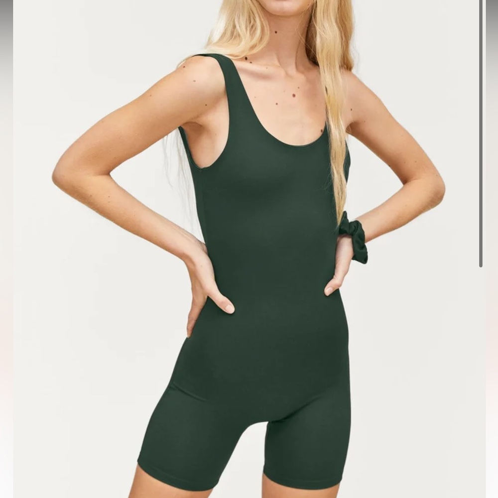 Girlfriend Collective Bike Unitard Moss Size M